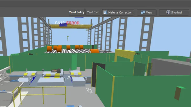 LTWMS visualization of material locations and handling equipment