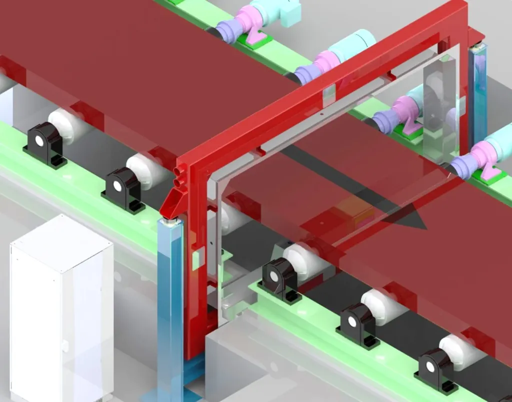 Model of an optical measurement station around a conveyor