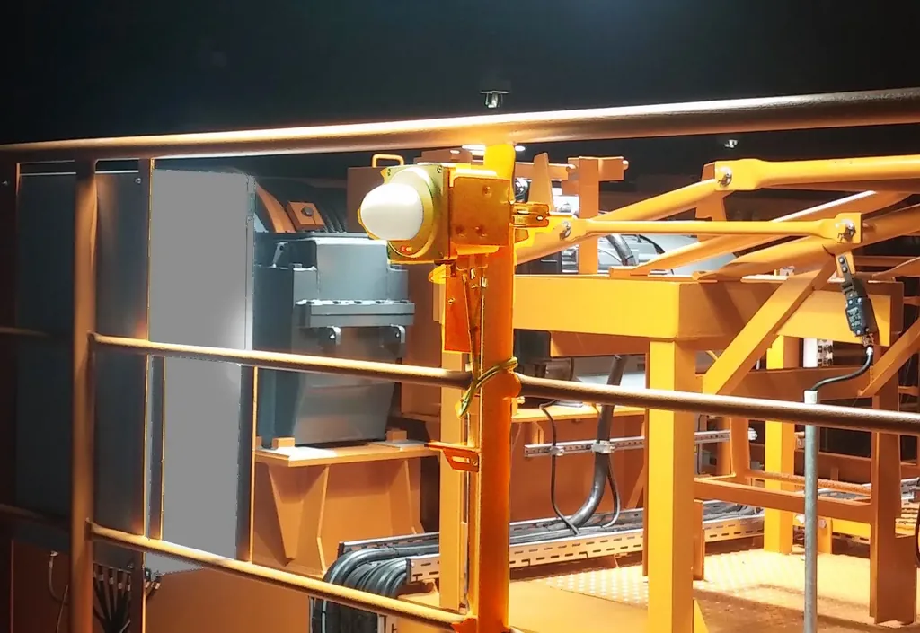 Sensor mounted on industrial handling equipment