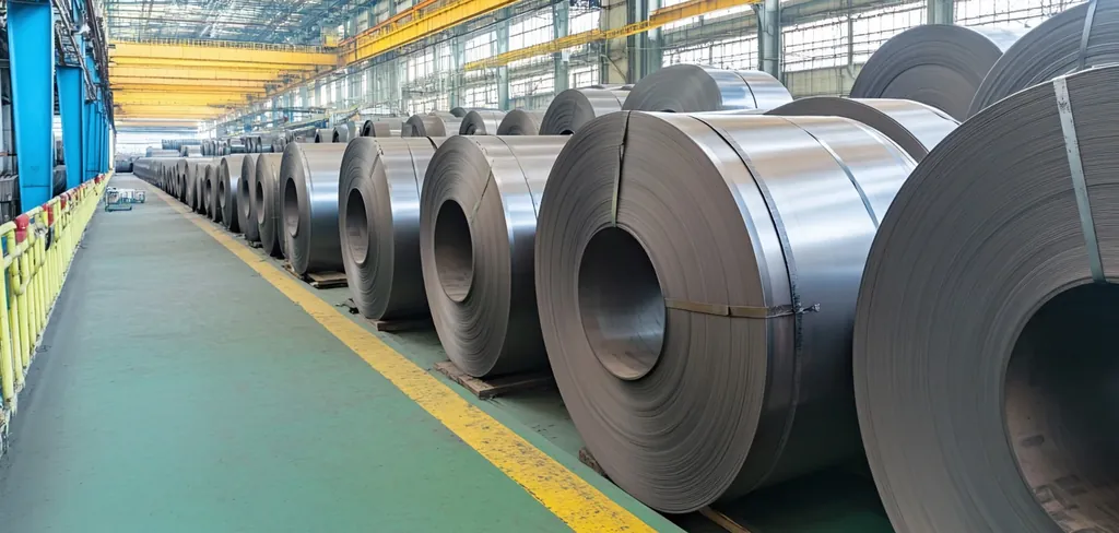 Coil storage with overhead handling equipment